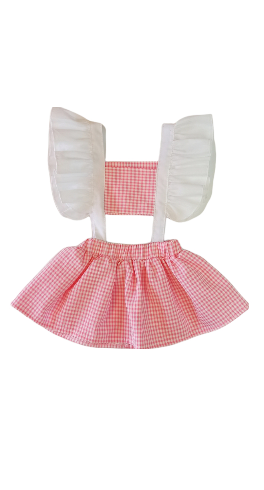 Sweet baby βρεφικό σετ top & φούστα με τιράντες λευκό/ροζ καρό
