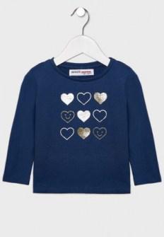 Minoti βαμβακερή μπλούζα μπλε με καρδιές Image 0