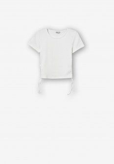 Tiffosi μπλούζα κοντομάνικο crop top με ανοίγματα στο πλάι λευκό Image 0