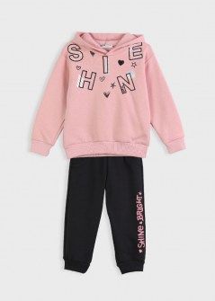 Nekidswear σετ φόρμα φούτερ με κουκούλα ροζ μαύρο Image 0