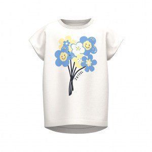 Name it βαμβακερό t-shirt  'Flowers ' λευκό Image 0