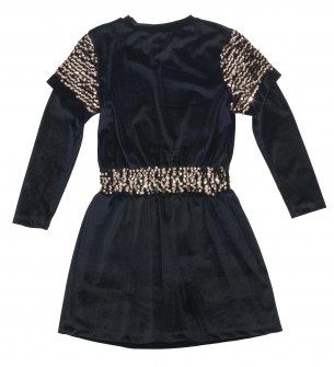Babylon φόρεμα βελουτέ  με παγέτα και αποσπώμενο μανίκι μαύρο Image 1