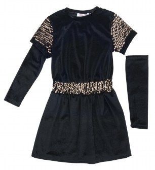 Babylon φόρεμα βελουτέ  με παγέτα και αποσπώμενο μανίκι μαύρο Image 0