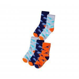 Minoti πακέτο με 5 ζεύγη κάλτσες γκρι πορτοκαλί μπλε με δυνόσαυρους Image 0
