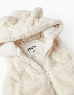 Zippy βρεφικό γούνινο γιλέκο με αυτάκια εκρού Image 2