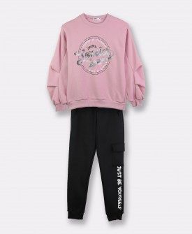 Nekidswear σετ φόρμα φούτερ ροζ σκούρο-μαύρο Image 0