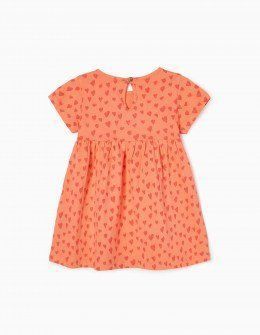 Zippy βρεφικό φόρεμα μακό πορτοκαλό με καρδιές Image 2