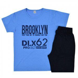 Explode καλοκαιρινό σετ με γαλάζια μπλούζα ‘’Brooklin’’ και μπλε βερμούδα Image 0