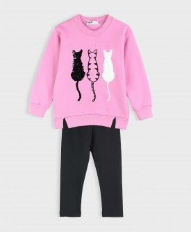 Nekidswear σετ φόρμα φούτερ με κολάν ροζ μαύρο Image 0
