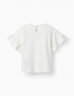 Zippy μπλούζα με βολάν  και τσέπη με δαντέλα λευκή Image 1