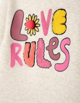 Zippy  μπεζ φούτερ με fleece επένδυση ,'LOVE RULES' Image 2