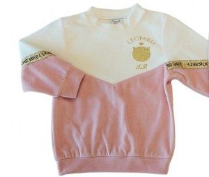 Sweet baby σετ βελουτέ ροζ λευκό με χρυσές λεπτομέρειες Image 1