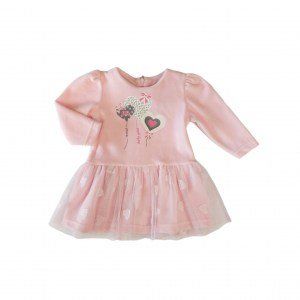 Sweet baby φόρεμα βελουτέ με τούλι ροζ Image 0