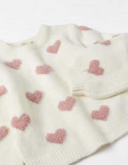 Zippy πουλόβερ λευκό με ροζ καρδιές Image 2