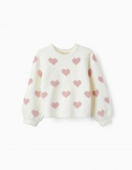 Zippy πουλόβερ λευκό με ροζ καρδιές Image 0