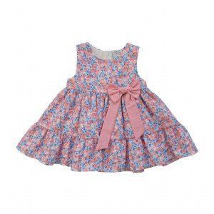 Sweet baby φόρεμα με μπλέ και φούξια λουλούδια Image 0