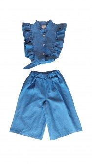 Sweet baby παντελόνα και crop top μπλε Image 0