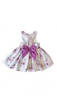 Sweet baby λευκό φόρεμα με μεγάλο μοβ φιόγκο Image 1