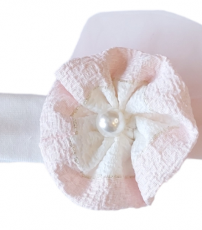 Sweet baby κορδέλα λευκή ροζ με πέρλα Image 1