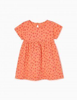 Zippy βρεφικό φόρεμα μακό πορτοκαλό με καρδιές Image 0