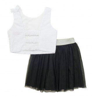 Babylon σέτ λευκό αμάνικο μπλουζάκι με μαύρη τούλινη φούστα Image 1