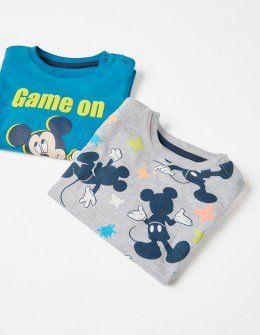 Zippy πακέτο με 2 βαμβακερά μπλουζάκια Mickey μπλε γκρι Image 2