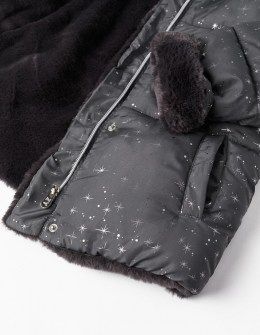 Zippy μπουφάν με εσωτερική γούνα και κουκούλα σκούρο γκρι Image 3