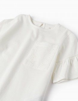 Zippy μπλούζα με βολάν  και τσέπη με δαντέλα λευκή Image 2