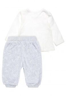 Kanz βρεφικό σετ γκρι βελούδινο παντελόνι και λευκή βαμβακερή μπλούζα Image 1