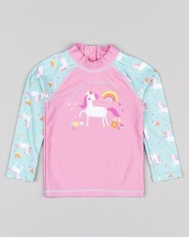 Losan Βρεφική μπλούζα μαγιό με αντηλιακή προστασία unicorn ροζ Image 0