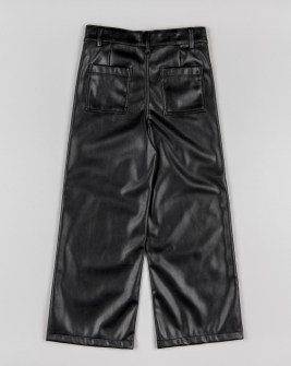 Losan μαύρη παντελόνα δερματίνη wide leg Image 1