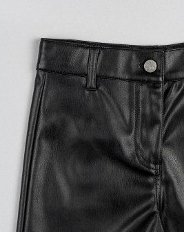 Losan μαύρη παντελόνα δερματίνη wide leg Image 2