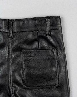 Losan μαύρη παντελόνα δερματίνη wide leg Image 3