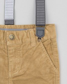 Losan κοτλέ παντελόνι καφέ με τιράντες Image 2