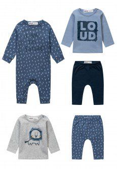 Minoti σετ 5τμχ φορμάκι, μπλουζάκια και παντελονάκια  γκρι/μπλε Image 0