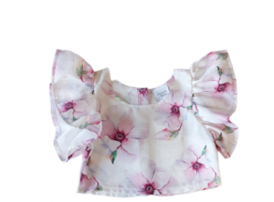 Sweet baby σετ crop top και φούστα λευκό floral Image 1