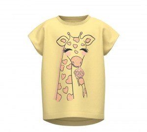 Name it βαμβακερό t-shirt  'Giraffe ' κίτρινη με γκλιτερ Image 0