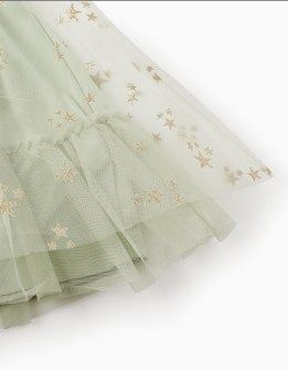 Zippy φόρεμα τούλινο πράσινο ανοιχτό με χρυσά αστεράκια Image 3