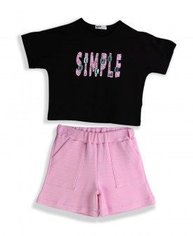 Nekidswear ριπ σορτς με crop μπλουζάκι ροζ μαύρο Image 0