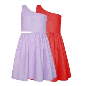 Two in a Castle T5084 BOUQUET ONE SHOULDER RAMI DRESS KID Image 1