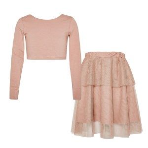 Two in a Castle T5205 DUSTY PASTELS SET W/LONG SLEEVE TOP & TUTU SKIRT NUDE Image 0