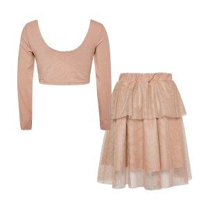 Two in a Castle T5205 DUSTY PASTELS SET W/LONG SLEEVE TOP & TUTU SKIRT NUDE Image 1