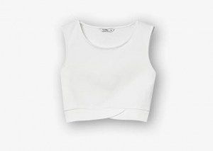 Tiffosi μπλούζα crop top αμάνικο λευκό Image 0