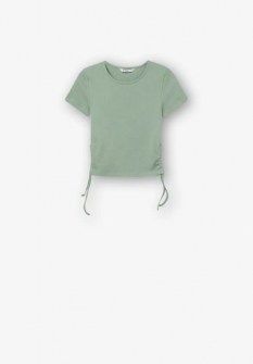 Tiffosi μπλούζα κοντομάνικο crop top με ανοίγματα στο πλάι πράσινο Image 0